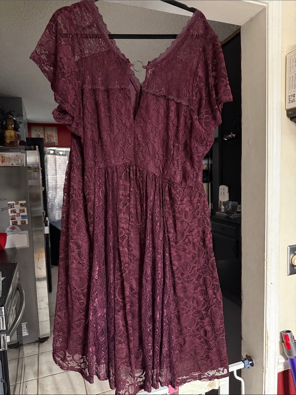 Torrid Lace V-Neck Short Sleeve Dress - Plum